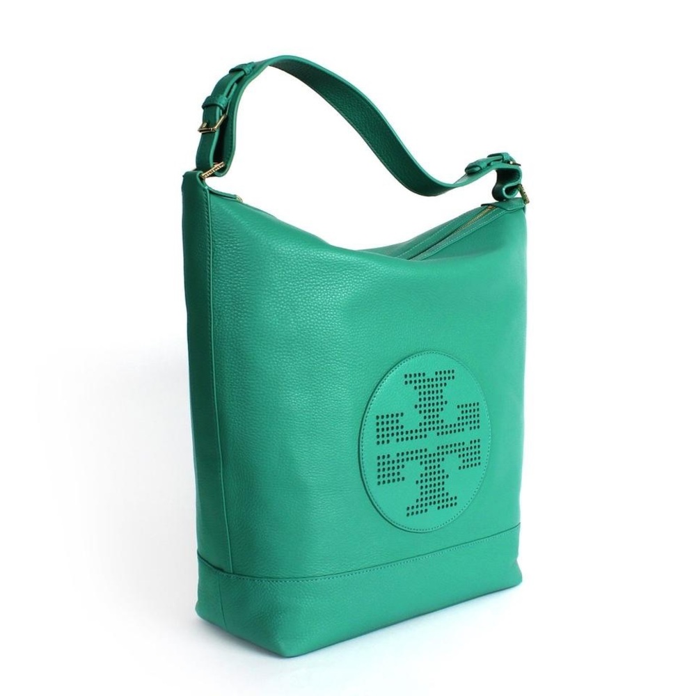 AUTH Viridian Green {Teal} Tory Burch Kipp Logo